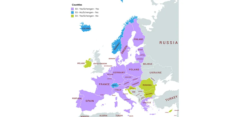 Шенгенская зона. Карта ЕС 2022. Страны шенгенской зоны на карте. Страны Шенгена 2024.